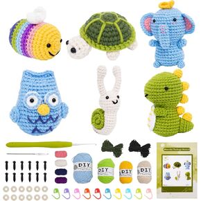 Didoee 8 Pcs Crochet Kit for Beginners, DIY Craft for Adults and Kids with Step by Step Video Lessons Great Gift for Crochet Lovers, Crocheting Animal Kits,Yarn,Crochet Hook,Birthday Holiday Gift (6)
