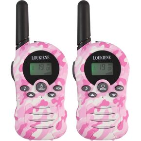 Walkie Talkies for Kids 22 Channels 2 Way Radio Walkie-Talkie Toy with Backlit LCD, 3 KMs Range for 3-12 Year Old Boys Girls Outside, Camping, Hiking (1 Pair, Pink)