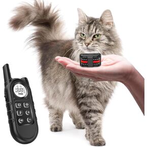 Tiniest Cat Shock Collar, Lightest Cat Training Collar with Remote for Small Cats 5-15lbs & Medium Large Cats/Puppies, Waterproof, Rechargeable, 1300ft Range (Red)
