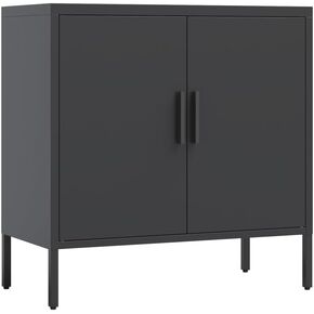 Metal Storage Cabinet with 2 Doors and 2 Adjustable Shelves, Metal File Cabinet for Home Office School Gym, White
