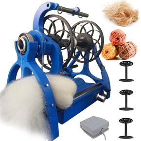 Professional Electric Spinning Wheel - 800RPM Auto Yarn Winder with Foot Switch&3 Spools,120g Capacity,Forward and Reverse Switching,Pink (E)