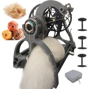 Household Mini Electric Spinning Wheel,Wool Spinning Fibre Yarn Winding Machine w/Foot switch/3pcs 9cm Spool,Feeding Opening 12mm