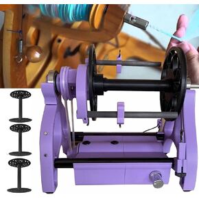 12v Electric Household Mini Spinning Wheel Wool Spinning Fibre Spinning Wheel Forward/Reverse Switching | Portable Yarn Maker with 3 Spools,Black (Gold)