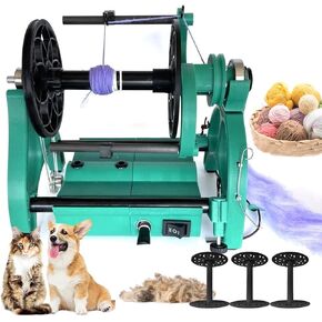 Household Electric Spinning Wheel | Automatic Yarn Winding Machine | 4oz(120g) Capacity | 800rpm Adjustable Speed Control | for Yarn Weaving, Mixed Roving Process,Green (Black)