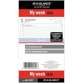 AT-A-GLANCE 2026 Planner Rechill ، أسبوعيًا ، 3-3/4 "× 6-3/4" ، الحجم المحمول 3 فضفاضة (063-285Y-26)