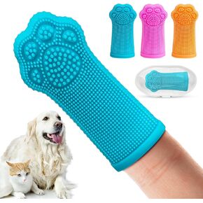 Pet Finger Toothbrush for Dogs, Cats, Puppies, 3 Pack Soft Silicone Puppy Toothbrush for Small Dogs, Finger Tooth Brush Kit for Pet Dental Hygiene and Dog Travel Essentials