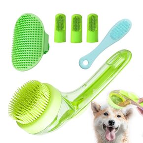 (6PCS) Pet Bath Set – Dog Bath Brush, Cat Chin Cleaning Brush, Dog Toothbrush, Adjustable Glove Massage Brush for Dogs & Cats (Long & Short Hair) (Blue)