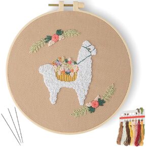 Culberta Embroidery Kit Mini for Adults & Kids, Alpaca Cross Stitch Beginner Craft Set with HD Video Tutorials, Handmade DIY Art Supplies for Gifts