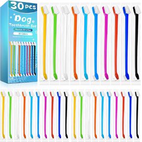 Navona 30 PCS Dog Toothbrushes, Double Headed Anti Slip Dog Tooth Brushing Kits, Cat Toothbrush, Pet Toothbrush for Dogs, Easy to Clean and Care for Teeth, Suitable for Small to Large Dogs and Cats