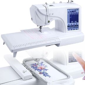 Automatic Sewing Machine Electric Embroidery Machine-Built-in Designs with 4" x 9.2" Embroidery Area and LCD Touch Screen, 96 Built-in Letters and 10 Pattern Borders