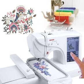 Automatic Sewing Machine with 4" x 9.2" Embroidery Area and LCD Touch Screen, Electric Embroidery Machine DIY Embroidery Tool, Capable of Embroidering on 3D Caps