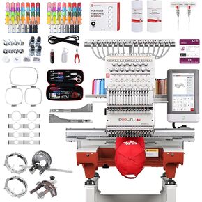 BAi x POOLIN The Mirror Multi Needles Commercial Embroidery Machine, Richword Embroidery Machine Thread 40 Colors 4000M (4374Y) Polyester Thread Kit