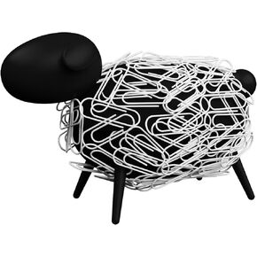 Sheepi - The Magnetic Paper Clip Dispenser Sheep - Black with White Paper Clips - The Animal Paper Clip Holder for Any Desk