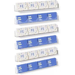 FEMELI Acrylic Business Card Holder Wall-Mounted, Adhesive Multi-Pocket Clear Sticker Display, Space-Saving Cards Booklet Organizer for Office Retail (24 Pockets)