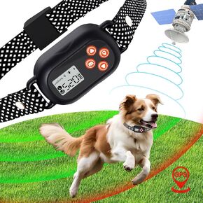 GPS Wireless Dog Fence System, Rechargeable Electric Fence for Dogs, Up to 25-999 Yards Adjustable Wireless Pet Fence, Waterproof Outdoor Dog Fence for Small/Medium/Large Dogs