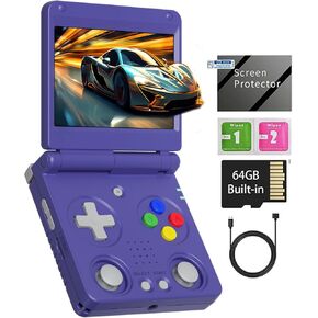 RG34XXSP Retro Handheld Game Console RG34XX SP Retro Gaming Console with 64G Preloaded 5000+ Games,3300 mAh Battey, Portable Pocket Arcade Support 30+ Simulators 5G WiFi Bluetooth HD Indigo