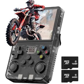R36S Retro Handheld Game Console ، تم تحميله مسبقًا مع 15000 لعبة ، نظام Linux مع بطاقة 32+ 64G TF ، شاشة IPS Retro Gaming Console 3.5 بوصة (أسود)