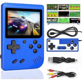 Handheld Game Console Portable Game System with Built in 400 Classic Games, Video Game Console with 3.0" HD Screen Support for Connecting TV and 2 Players, Ideal Gifts for Kids & Adults (Blue)