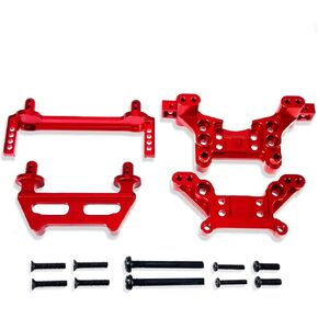 Metal Front and Rear Body Pillars Upgrade Shock Tower Kit Compatible with Similar Models Compatible with 1/16 16208 16209 16210 H16 H16BM(Silver)