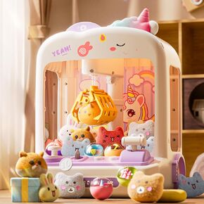 55 PCS Claw Machine for Kids Unicorns, Vending Machine with Lights Sound, Electronic Prize Dispenser for Kids Girls, Claw Toys Game Gifts for 4 5 6 7 8 Years Old Girls Boys