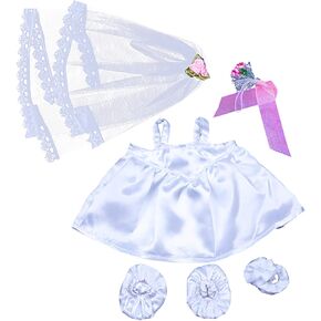 Bride w/Veil and Bouquet outfit Teddy Bear Clothes Fits Most 14" - 18" Build-A-Bear and Make Your Own Stuffed Animals