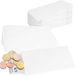 ZOENHOU 600 Pack 6.5 x 4 Inch 7 Coin White Money Envelopes, Durable Thick Small Part Envelopes, Bank Envelope for Cash Coin Jewelry Note Garden Use,100 GSM