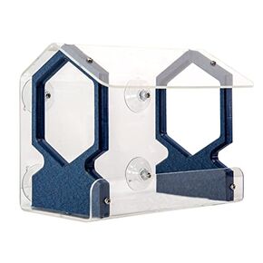 JCs Wildlife Geometric Diner 9 Window Feeder - Holds 3 Cups of Bird Seed - Made with Eco-Friendly Recycled Poly Lumber (Blue)