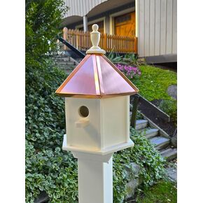 Amish Handmade Birdhouse With Copper Roof, 2 Compartments, Made with Weather Resistant Poly for Years of Enjoyment, Elevates the Living Space of Your Feathered Friends, Bird Feeder
