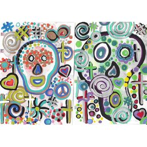 2 Day of the Dead Paintings, Each Painting Is 5x7", Unframed, Watercolor and Acrylics, Signed Artwork, Includes Certificate of Authenticity