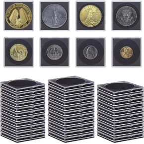 20 Pcs Clear Coin Collection Holders with Sponges 43mm Coin Capsules Morgan Silver Dollar Coin Snap Holder Protectors for Collectors (8 Adjustable Diameters: 19/21.5/24.5/27/31/33/38/40mm) (20)