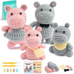 POP COCHE Crochet Kit for Beginner, Crochet Starter Kit for Adults, Cute Amigurumi Knitting Craft Kit Gifts for Girls Kids with Step-by-Step Video Tutorials, 40%+ Yarn (Fruit Turtle)