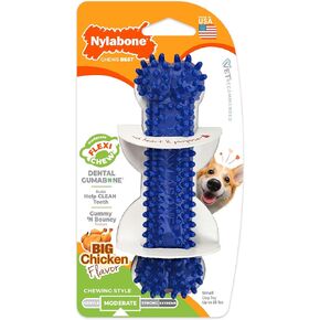 Nylabone Gumabone Textured Dental Bone Flexi Chew Toy for Dogs, Dog Toys for Moderate Chewers, Chicken Flavor, Small - Up to 25 Ibs, 1 Count