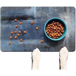 Dog Food Mats for Floors Absorbent, Cat Food Mat - Pet Cat Feeding Mat Quick Dry, Dog Bowl Mats for Water, Pet Supplies Feeding Placemat 12" x 20"Tie-dye Dark Blue