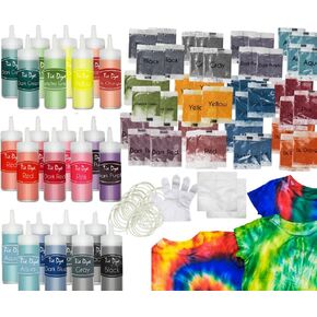 Bulk Giant Tie Dye Bundle 4X Dye Powder 24 Large Bottles 120ML Create Over 100+ Projects Large Group Kit Refill 336 Item Kit