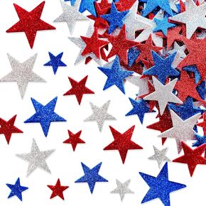 180 PCS ملصقات نجوم الرغوة الوطنية Red Blue Silver Stars ملصقات ذاتية اللصق في الرابع من يوليو الاستقلال يوم الاستقلال Decor