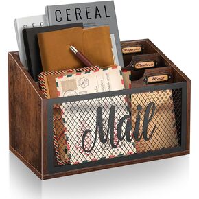 Mail Organizer Letter Holder Countertop, Mail Sorter Mail Basket Wall Mounted, Office Desk Organizers and Accessories for File Paper Folder