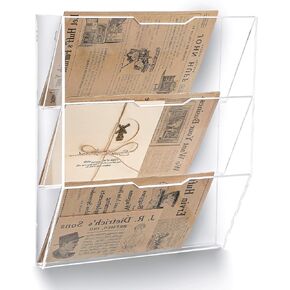 chunful 3 Tier Mail Sorter Clear Wall Letter Holder Acrylic Wall Organizer منظم ملف تعليق ملف Pocket Pocket Plastic Mount Mount