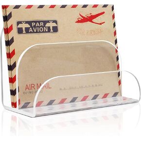 Acrylic Mail Organizer 2 Sections, File Organizer for Desk Clear Desk Organizer File Sorter File Folder Holder Mail Organizer Letter Holder for Envelopes, Mail(2 Packs)