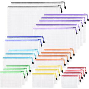 26pcs Mesh Zipper Pouch Bags, 8 Sizes Plastic zippered Storage Bags for Organizing, Clear Pouches with Zipper, Waterproof Mesh Pouch for Office School Supplies, Home Organize, Travel Storage