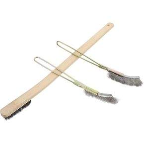 GALPADA 3Pcs Bird Cage Cleaning Brush Wooden Long Handle Tool for Parakeet Parrot Other Pet Cages Gentle Bristles for Cleaning Maintenance