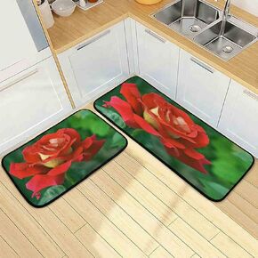 Kitchen Rug Mat Steam Locomotive Vintage Steam Locomotive Train Railroad Tracks Non-Slip Absorbent Runner Rug for Kitchen Floor,Entryway,Hallway,Laundry,Bathroom and Bedroom