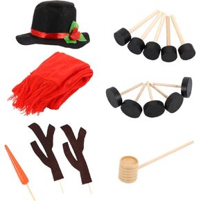 Zerodeko 1Set Snowman Decorating Kit Premium Snowman Dressing with Scarf Hat and Accessories for Winter Crafts for Christmas and Family Fun Activities