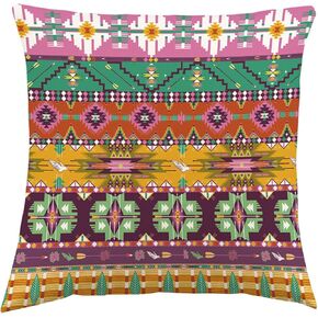 Set of 2 Boho Style Decorative Throw Pillow Covers Cotton Linen Mandala Art Square Pillow Cases Home Decor(G,45cm)(J,45cm)