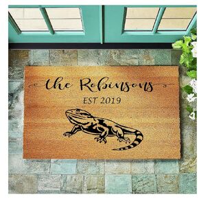 Custom Doormat Bearded Dragon | Personalized Doormat | Welcome Mat | Housewarming Gift | Closing Gift | Last Name Door Mat | Beardie 1925