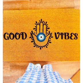Hamsa Hand and Evil Eye Vibesdoormatt التي صممها Amida بواسطة Zaa ممسحة الروح (16x24 بوصة)