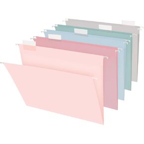 Office Depot® Brand Hanging File Folders, 1/5-Cut, Letter Size, Assorted Pastel Colors, Pack Of 25 Folders