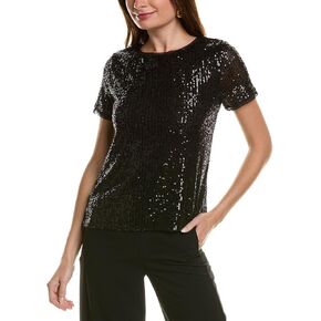 Anne Klein Women's Sequin W/Triple Mesh Ss Banded Tee in Saudi Arabia