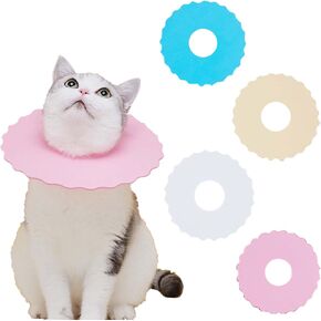 4Pcs Soft Cat Cone, Collar for Cats to Stop Licking, Lightweight, Disposable & Hygienic with Weekly Throwing Design, Multiple Wearing Methods (S/M/L)