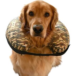 Comfy-K9 Camo Cone – Inflatable Dog Cone, Soft Camo Recovery Collar, Adjustable Blow Up Dog Donut, Machine Washable E-Collar Alternative, Large Size Camouflage Cone for Healing