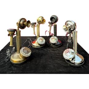 Vintage Style Brass Candlestick Telephone, Rotary Dial, Polished Brass and Black, 14 Inch, 1920s Reproduction, Working Landline, Collectible Home Decor (Brown Finish)